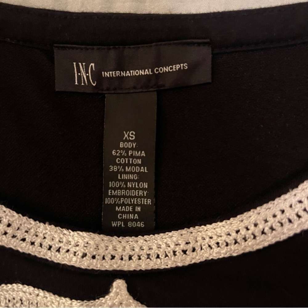 INC. Black Dress/White Embroidery, Size XS - Picture 11 of 12